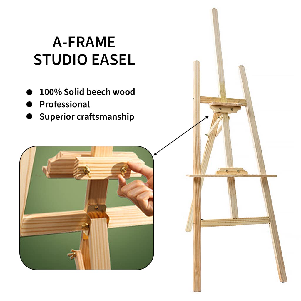 Climberty Artist Wooden Easel Stand for Painting/Display, 4.9 Feet/1.5m Painting Canvas Holds with Angle and Height Adjustment, Art Easel for Adults&Students, Wooden Easel for Painting Climberty Artist Wooden Easel Stand for Painting/Display, 4.9 Feet/1.5m Painting Canvas Holds with Angle and Height Adjustment, Art Easel for Adults&Students, Wooden Easel for Painting